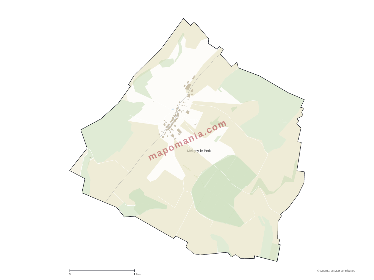 Carte de Méligny-le-Petit à personnaliser