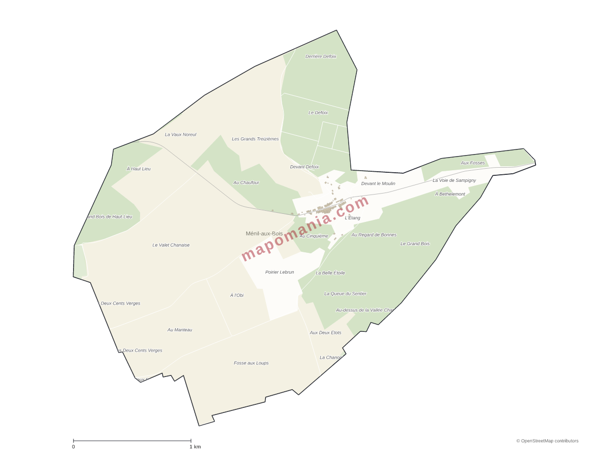 Carte de Ménil-aux-Bois à personnaliser