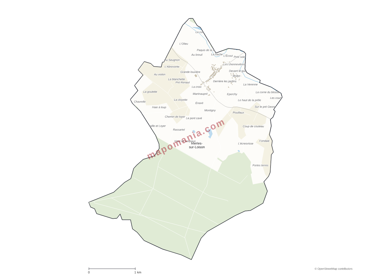 Carte de Merles-sur-Loison à personnaliser