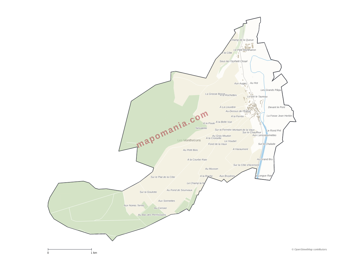 Carte de Les Monthairons à personnaliser
