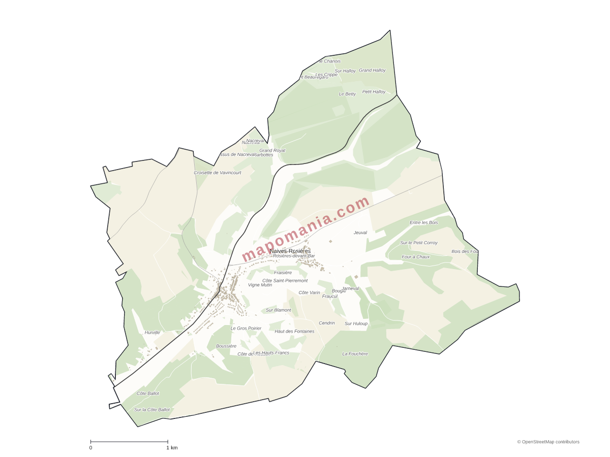 Carte de Naives-Rosières à personnaliser