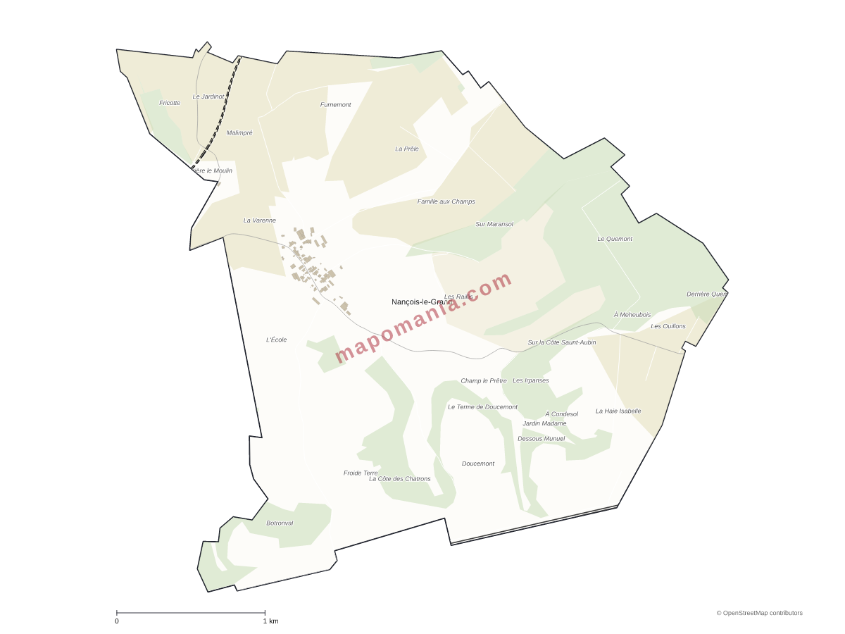 Carte de Nançois-le-Grand à personnaliser