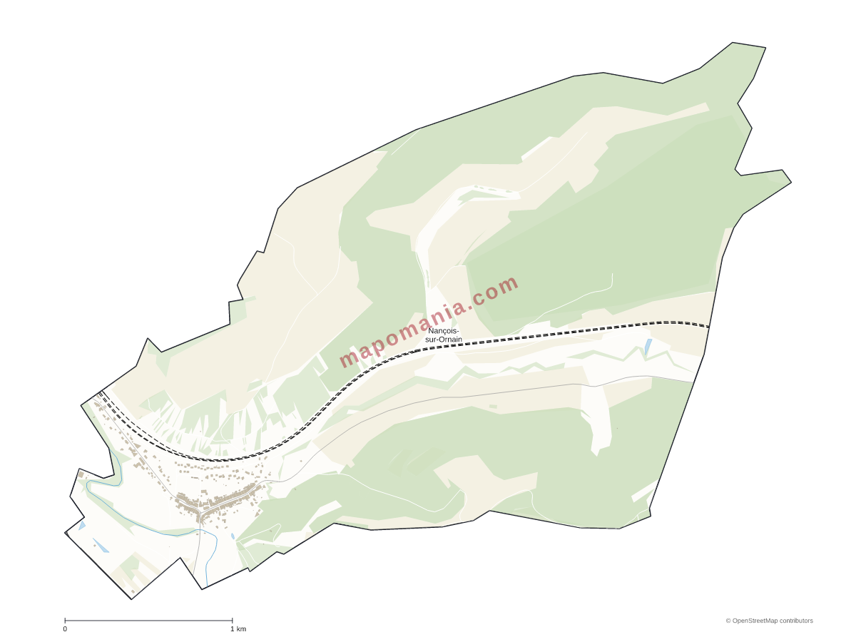 Carte de Nançois-sur-Ornain à personnaliser