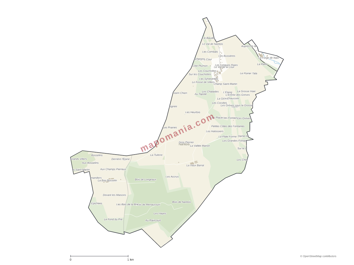 Carte de Nantois à personnaliser