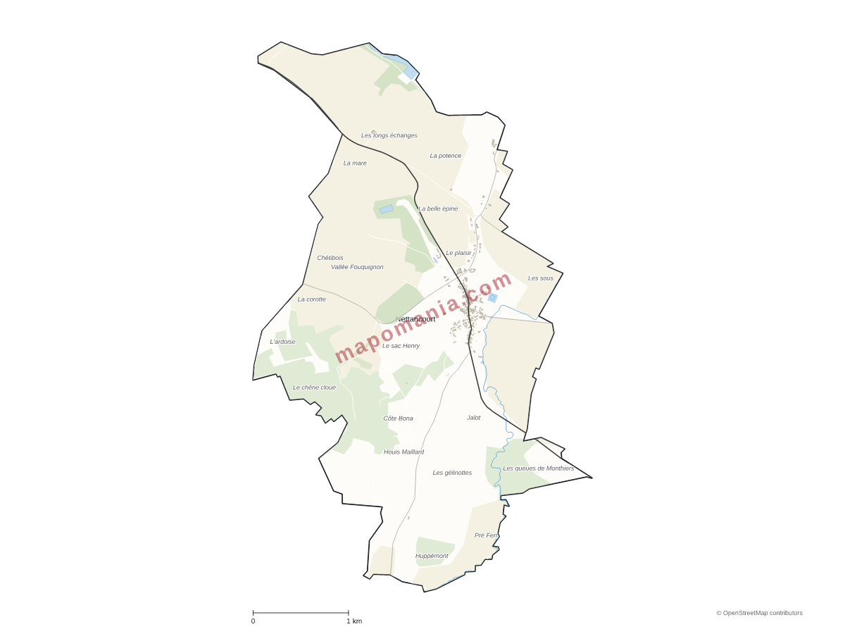 Carte de Nettancourt à personnaliser