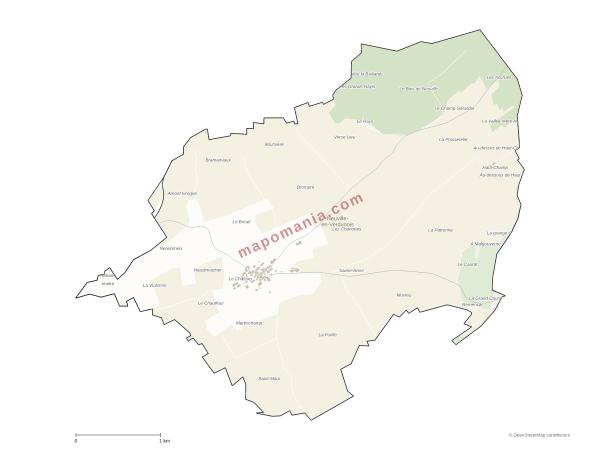 Carte de Neuville-en-Verdunois à personnaliser