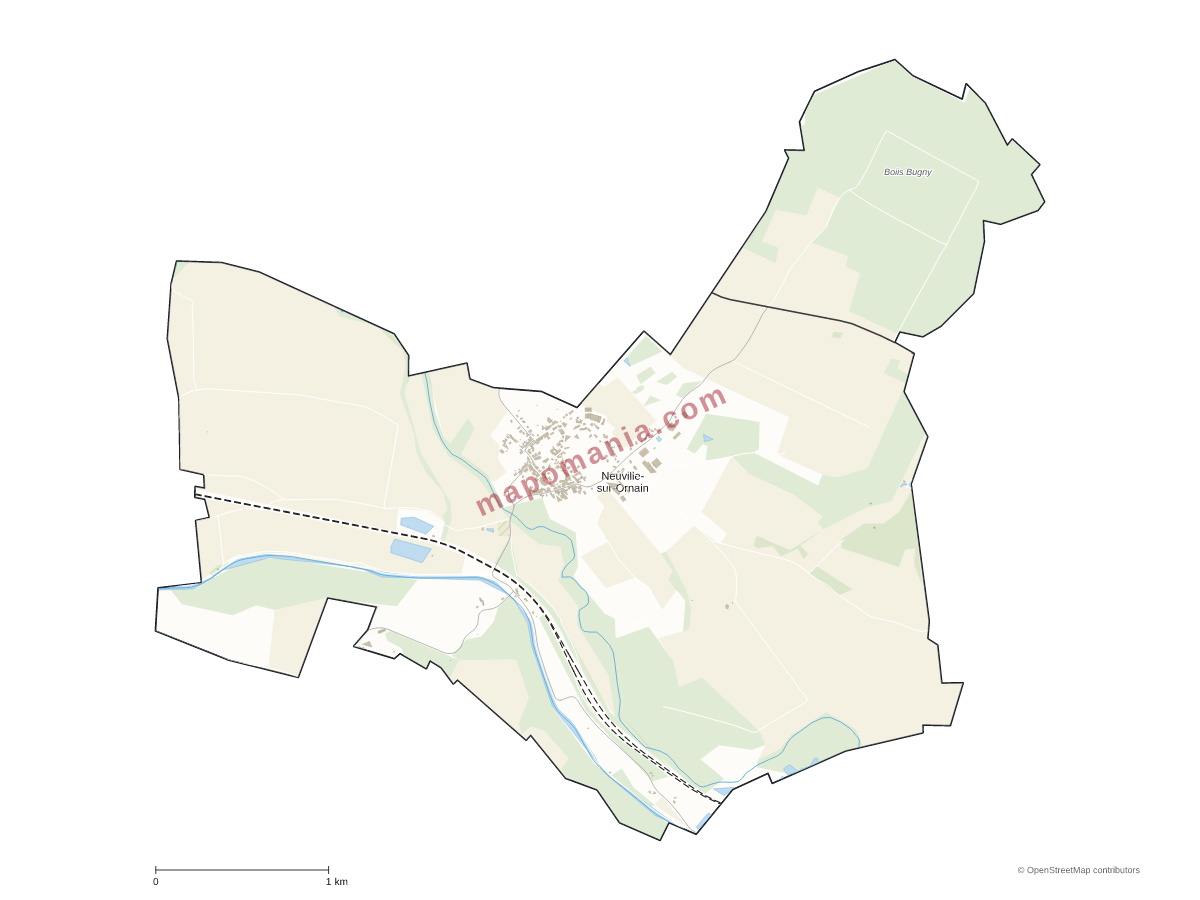 Carte de Neuville-sur-Ornain à personnaliser