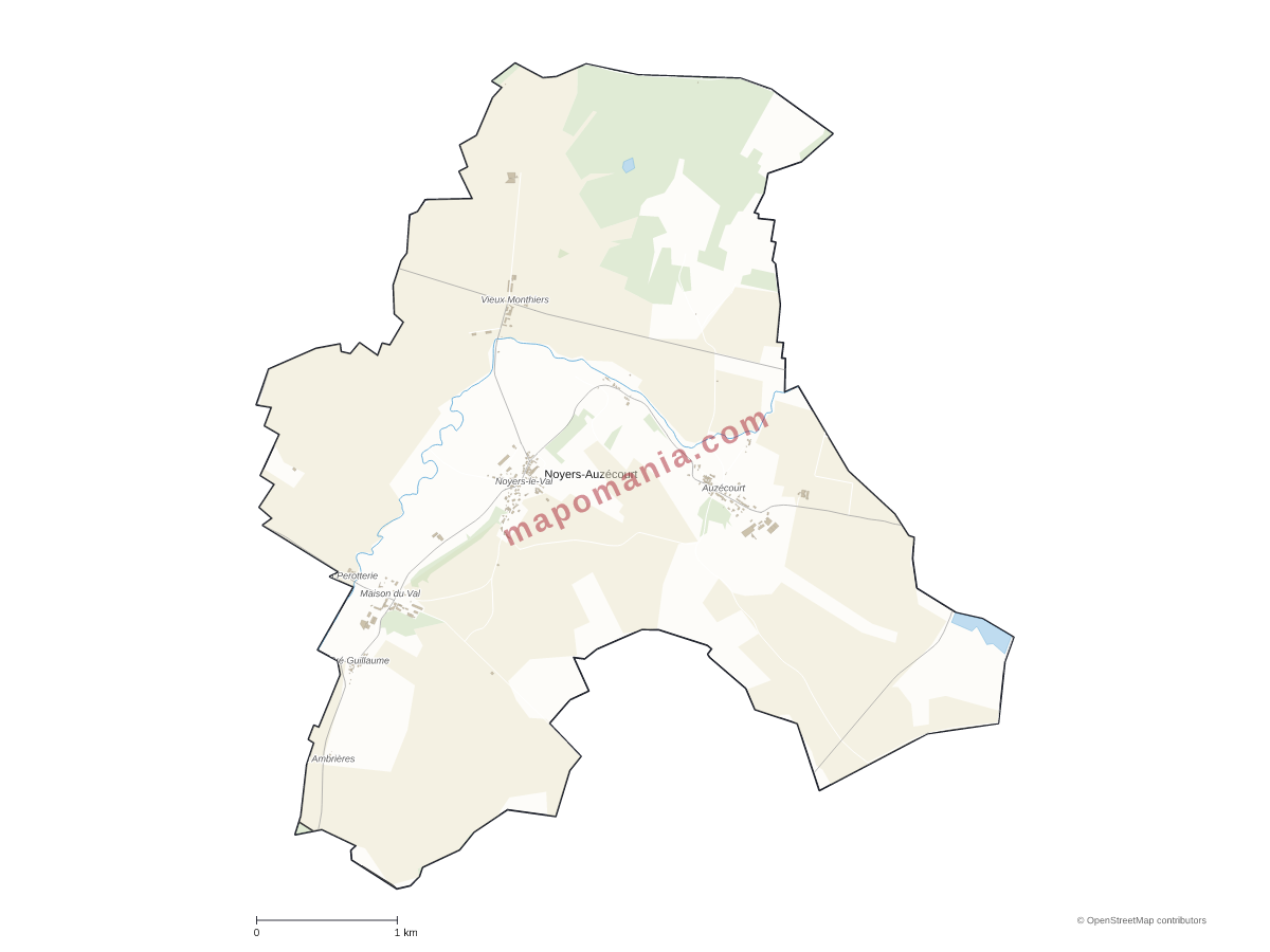 Carte de Noyers-Auzécourt à personnaliser