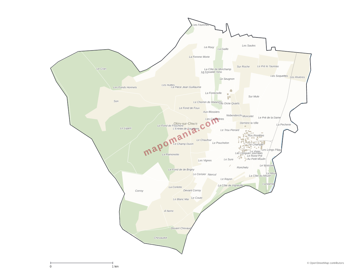 Carte de Olizy-sur-Chiers à personnaliser