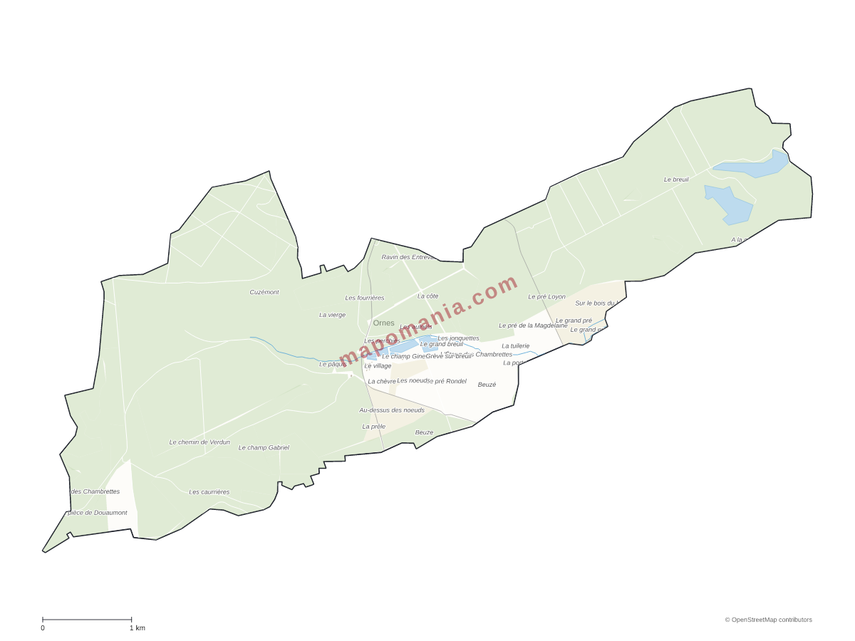 Carte de Ornes à personnaliser