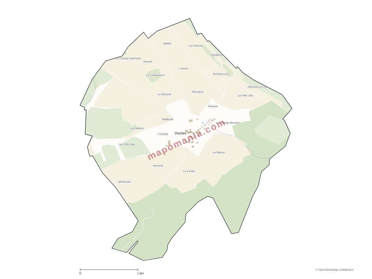 Carte de Osches à personnaliser