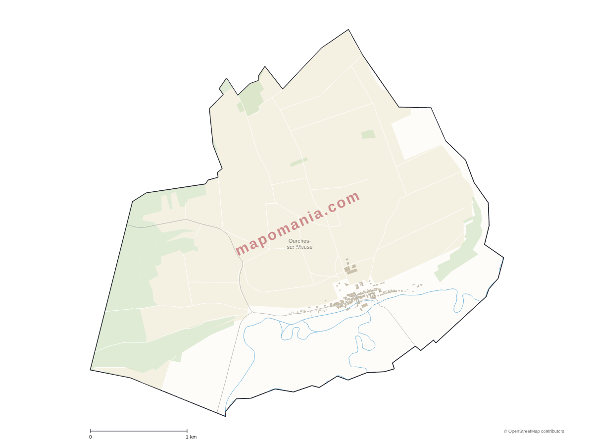 Carte de Ourches-sur-Meuse à personnaliser