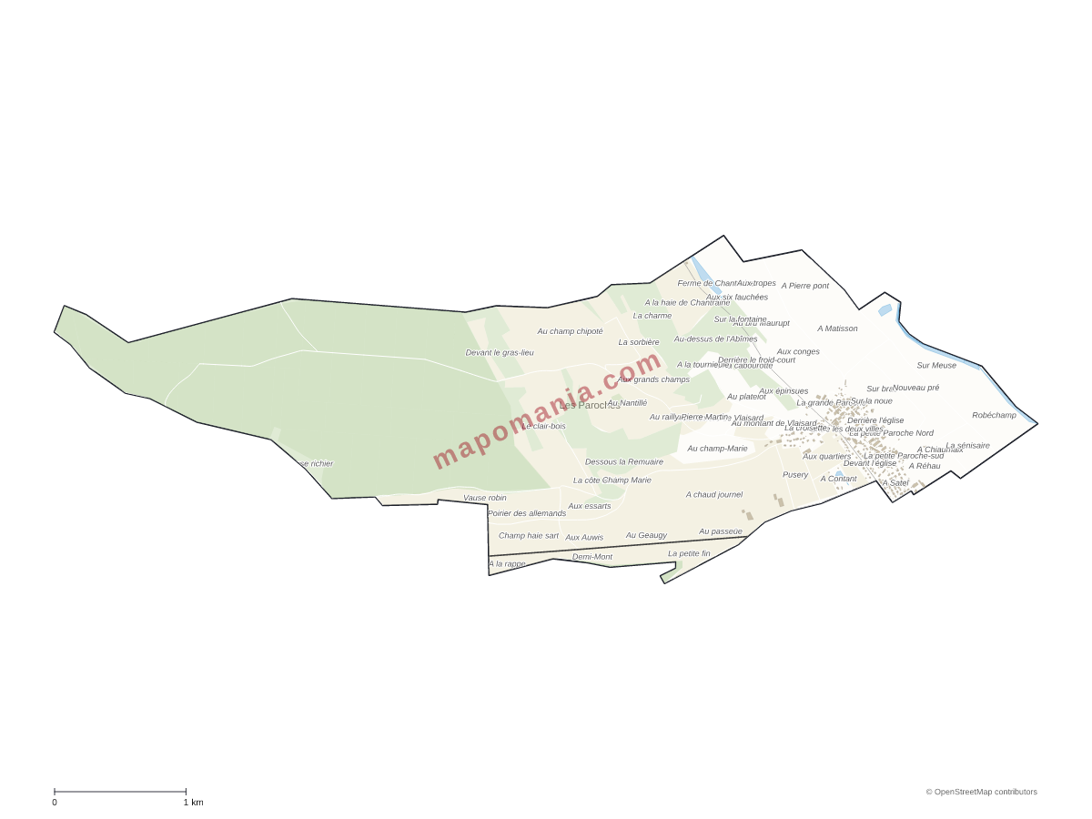 Carte de Les Paroches à personnaliser
