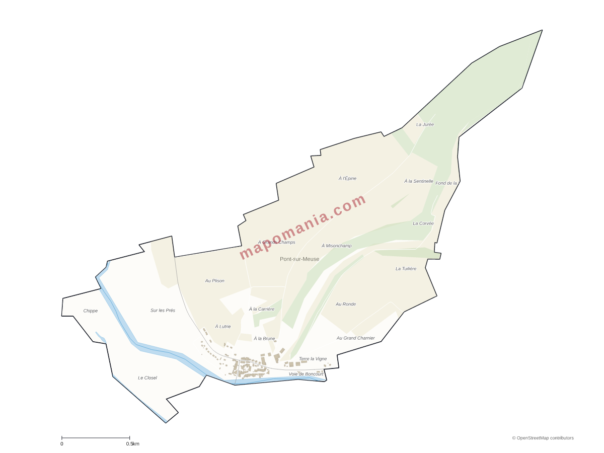 Carte de Pont-sur-Meuse à personnaliser