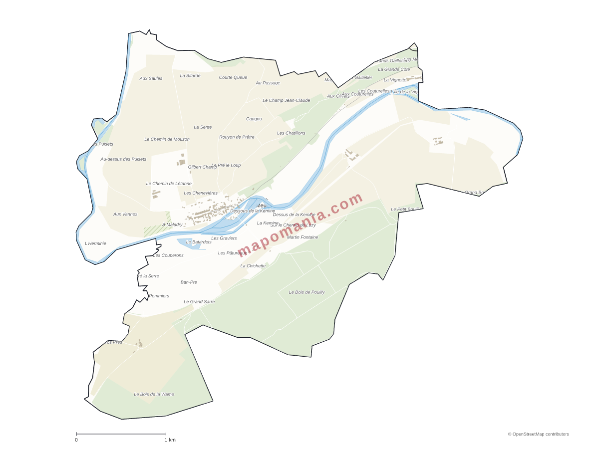 Carte de Pouilly-sur-Meuse à personnaliser