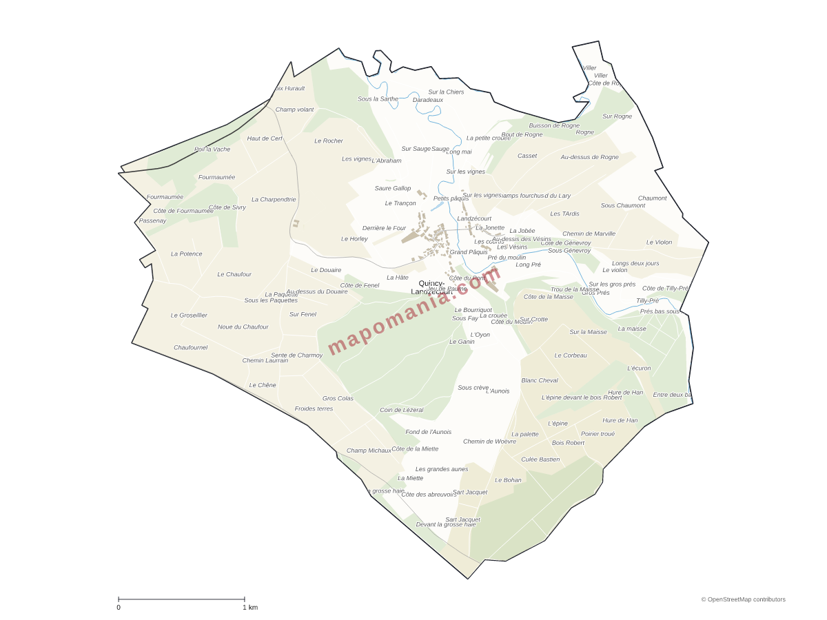 Carte de Quincy-Landzécourt à personnaliser