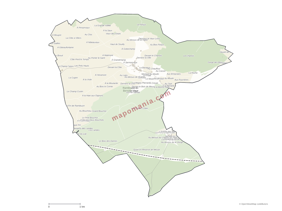 Carte de Rambluzin-et-Benoite-Vaux à personnaliser