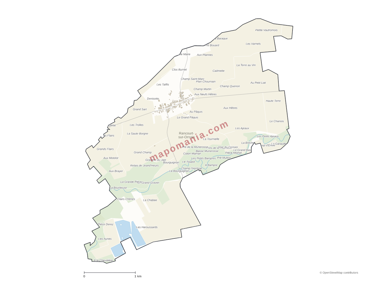 Carte de Rancourt-sur-Ornain à personnaliser