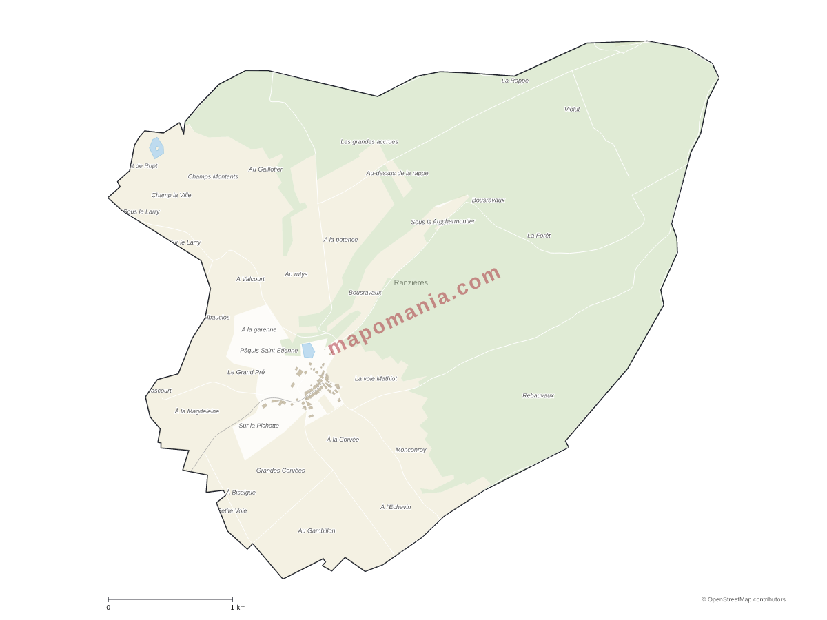Carte de Ranzières à personnaliser