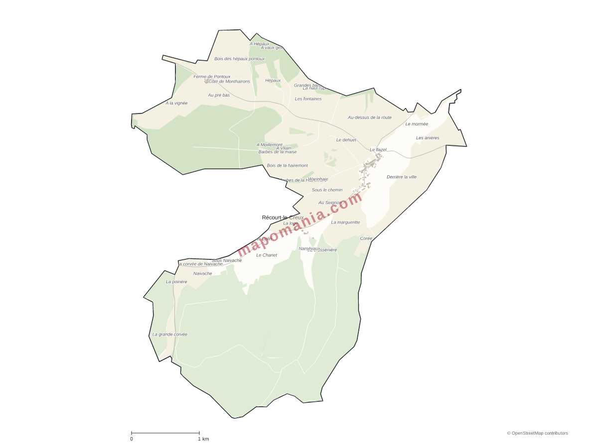Carte de Récourt-le-Creux à personnaliser