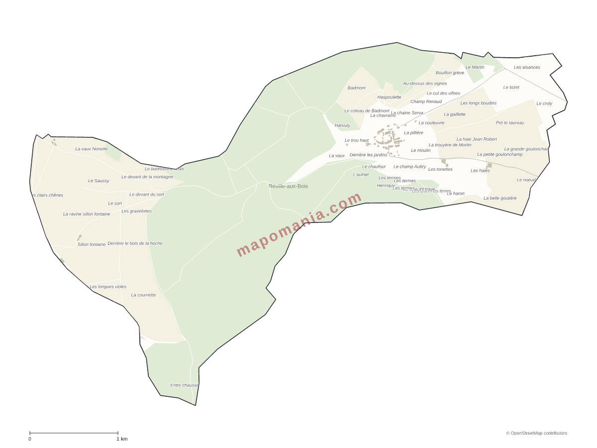 Carte de Réville-aux-Bois à personnaliser