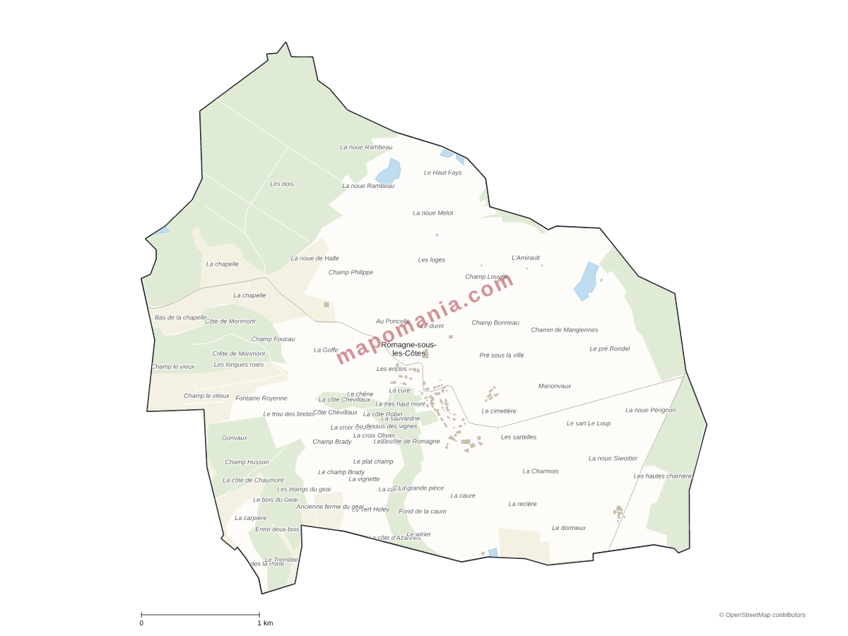 Carte de Romagne-sous-les-Côtes à personnaliser