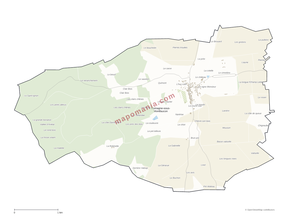 Carte de Romagne-sous-Montfaucon à personnaliser