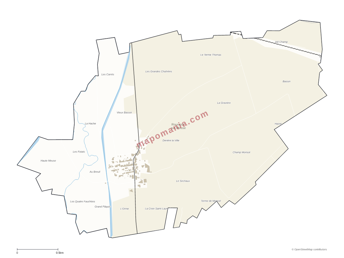 Carte de Rouvrois-sur-Meuse à personnaliser