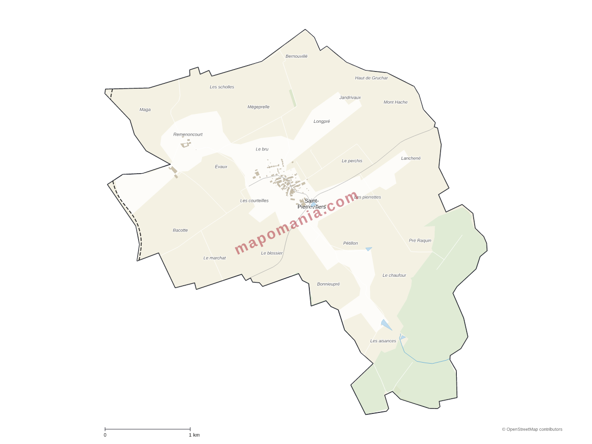 Carte de Saint-Pierrevillers à personnaliser