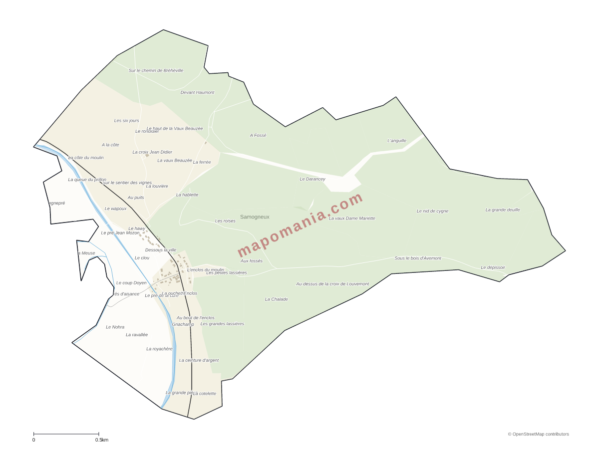 Carte de Samogneux à personnaliser