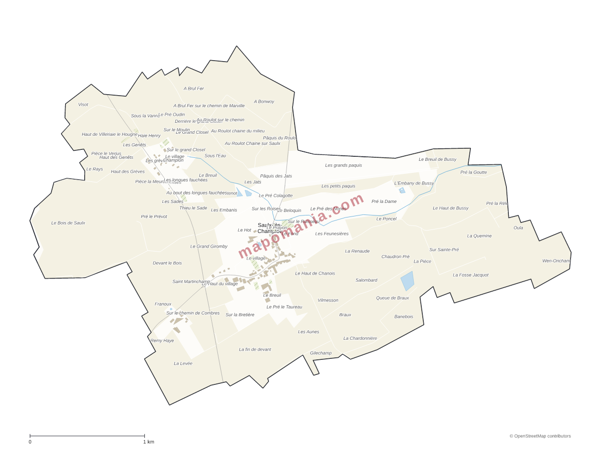 Carte de Saulx-lès-Champlon à personnaliser