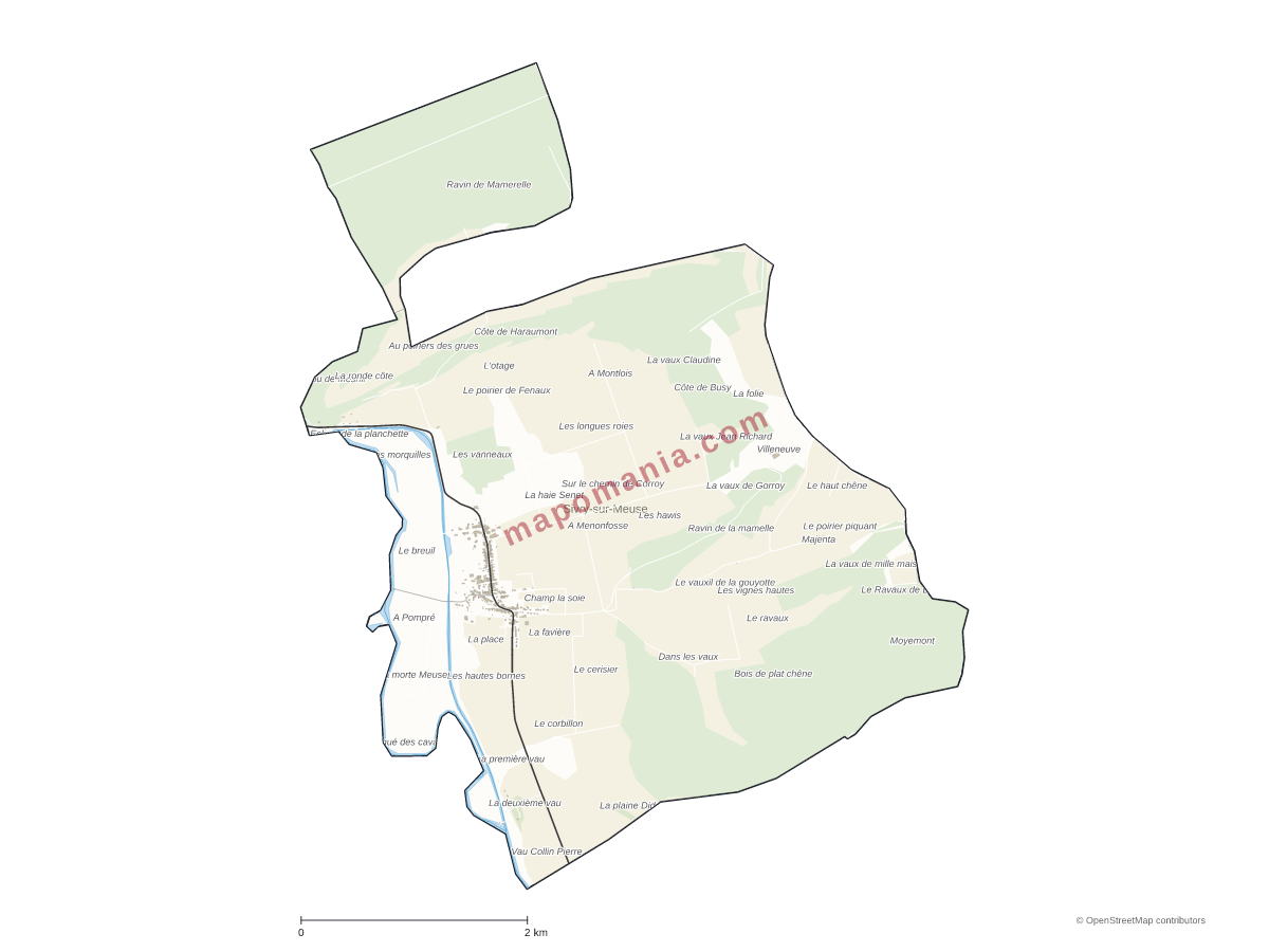 Carte de Sivry-sur-Meuse à personnaliser