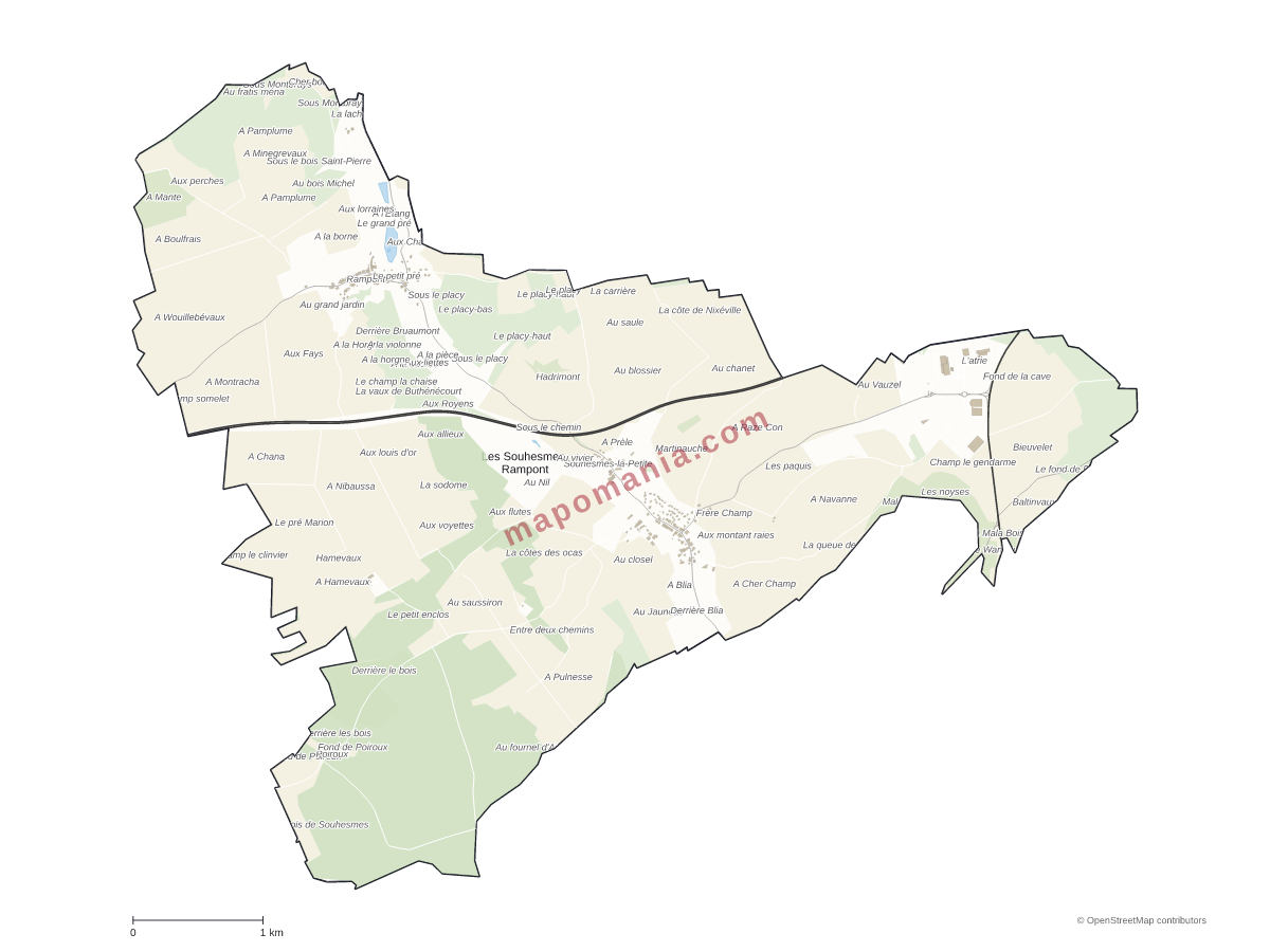 Carte de Les Souhesmes-Rampont à personnaliser