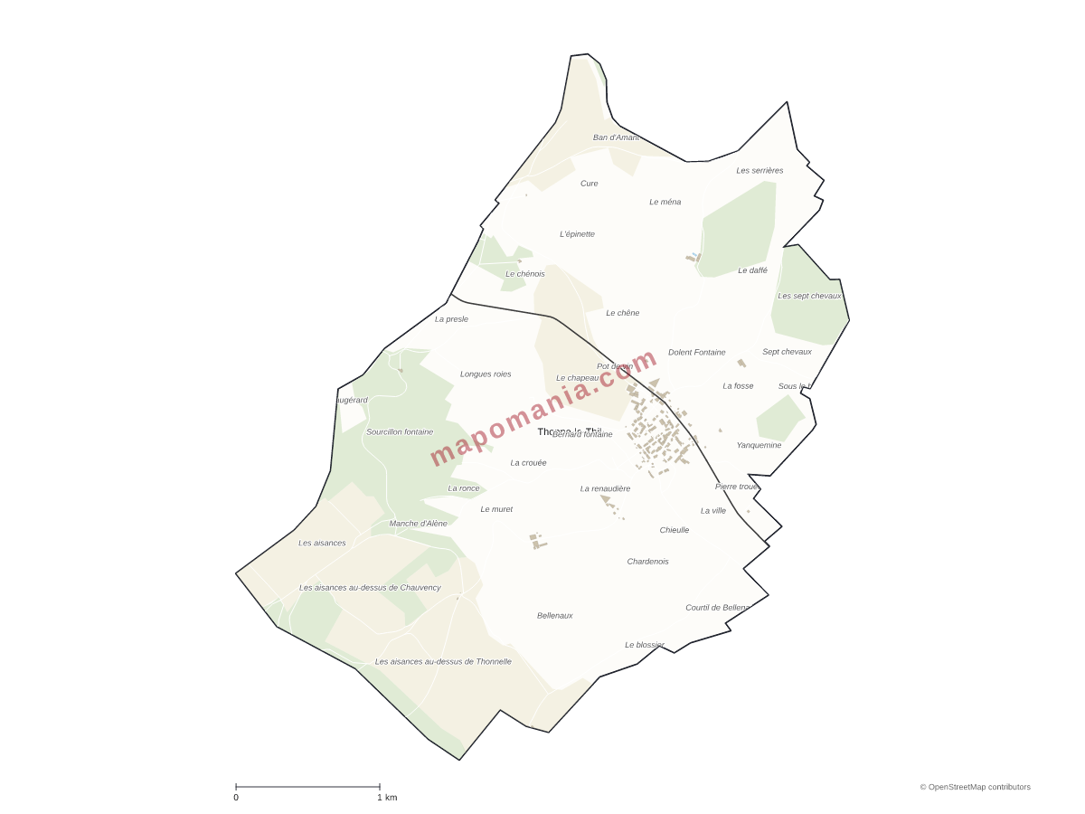 Carte de Thonne-le-Thil à personnaliser