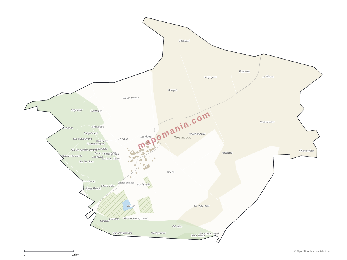 Carte de Trésauvaux à personnaliser