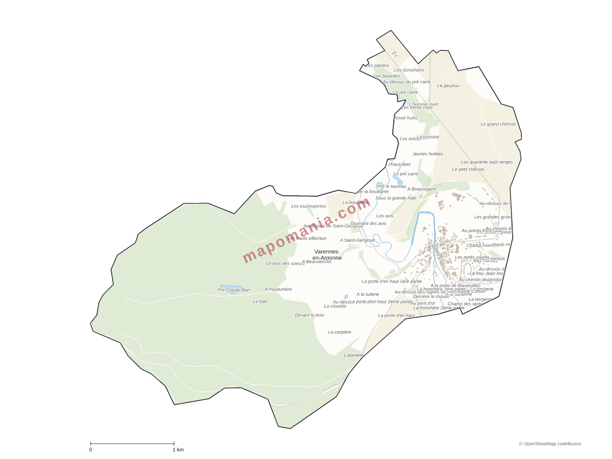 Carte de Varennes-en-Argonne à personnaliser