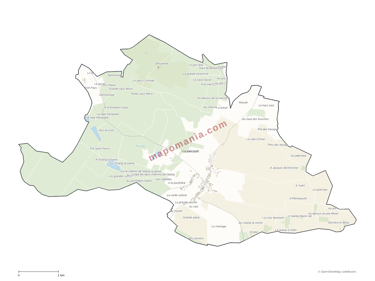 Carte de Vaubecourt à personnaliser