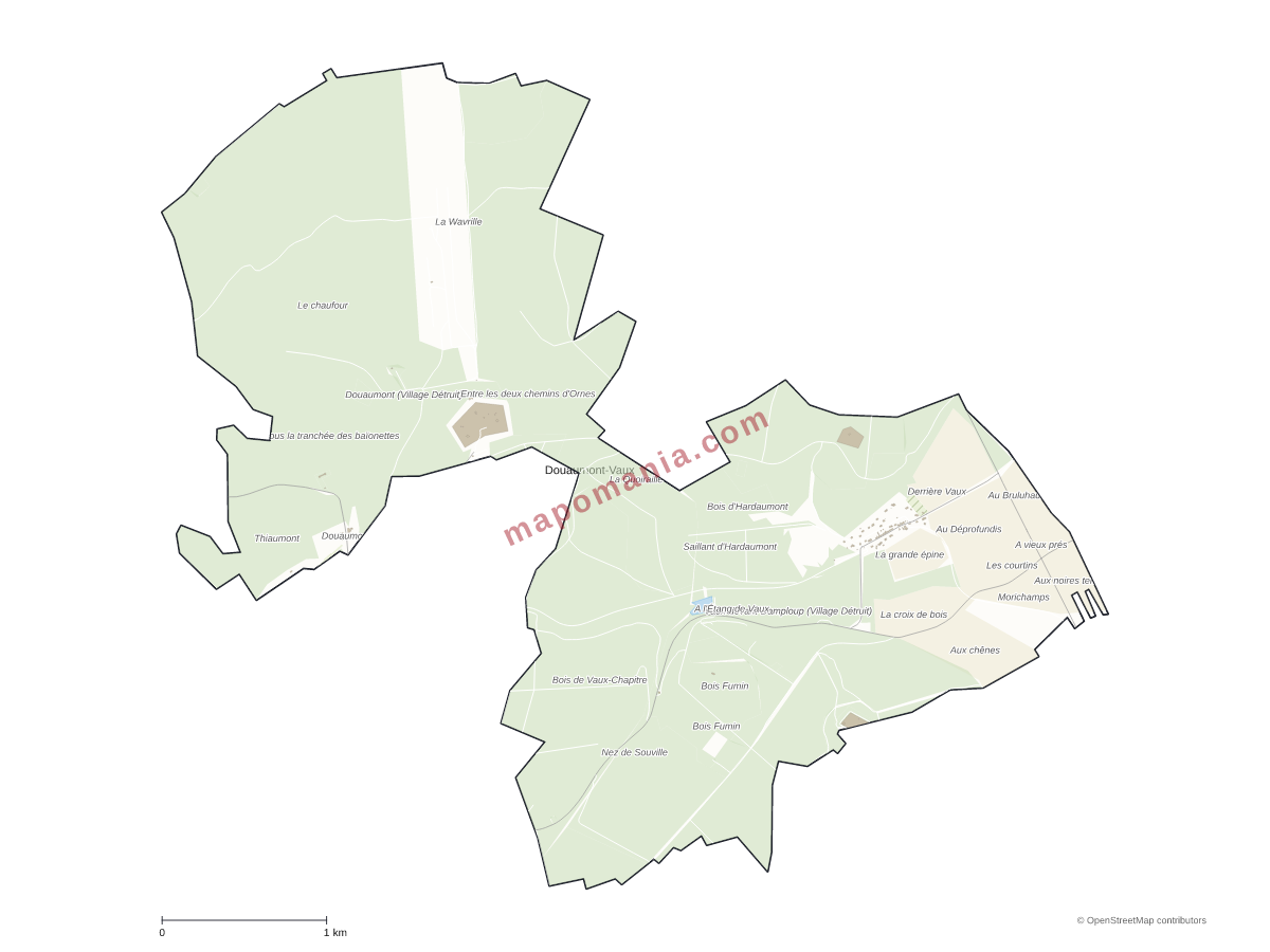Carte de Douaumont-Vaux à personnaliser