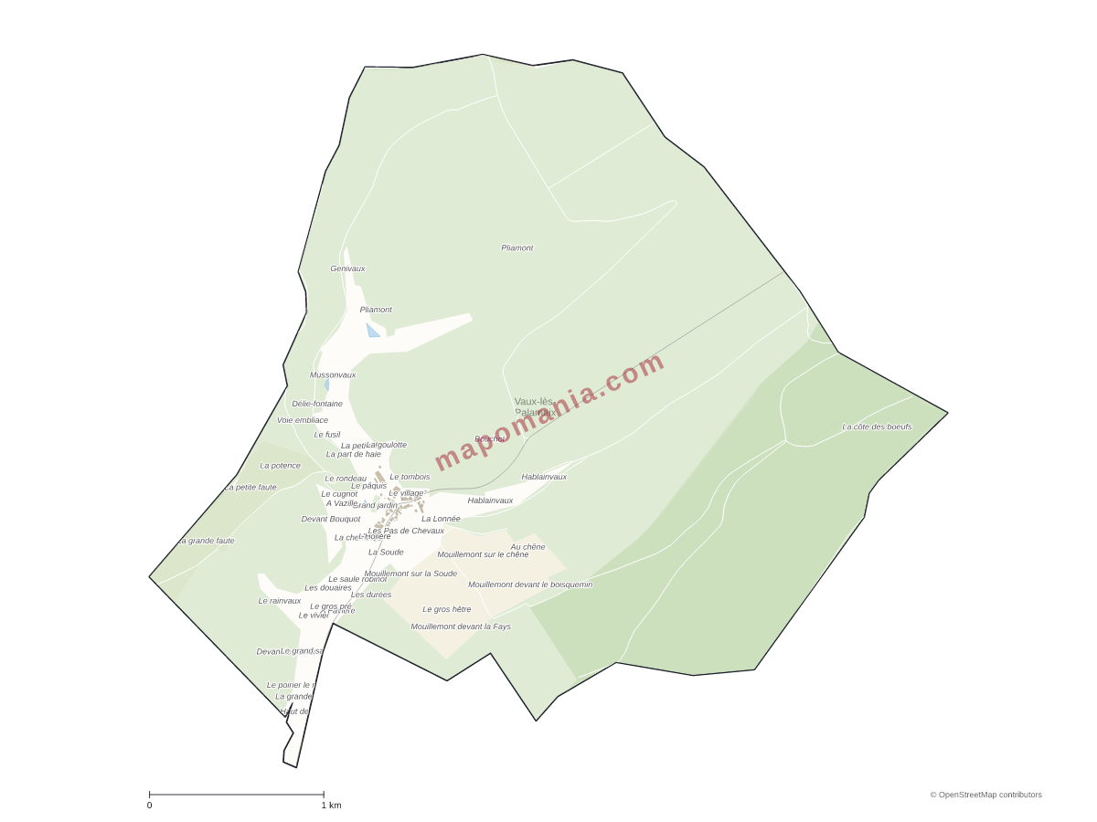 Carte de Vaux-lès-Palameix à personnaliser