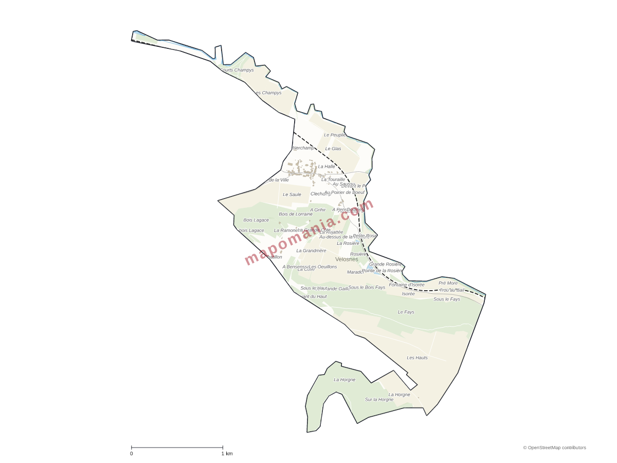 Carte de Velosnes à personnaliser