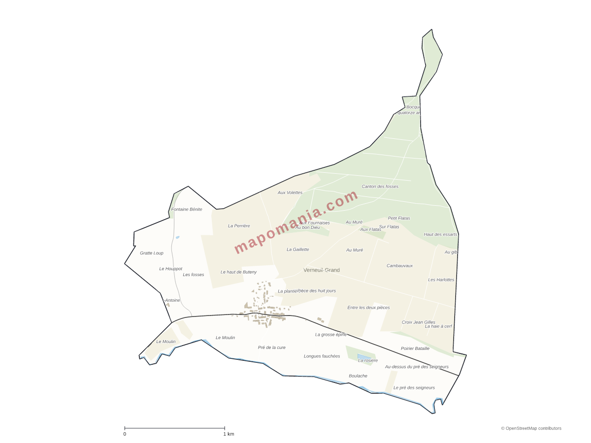 Carte de Verneuil-Grand à personnaliser