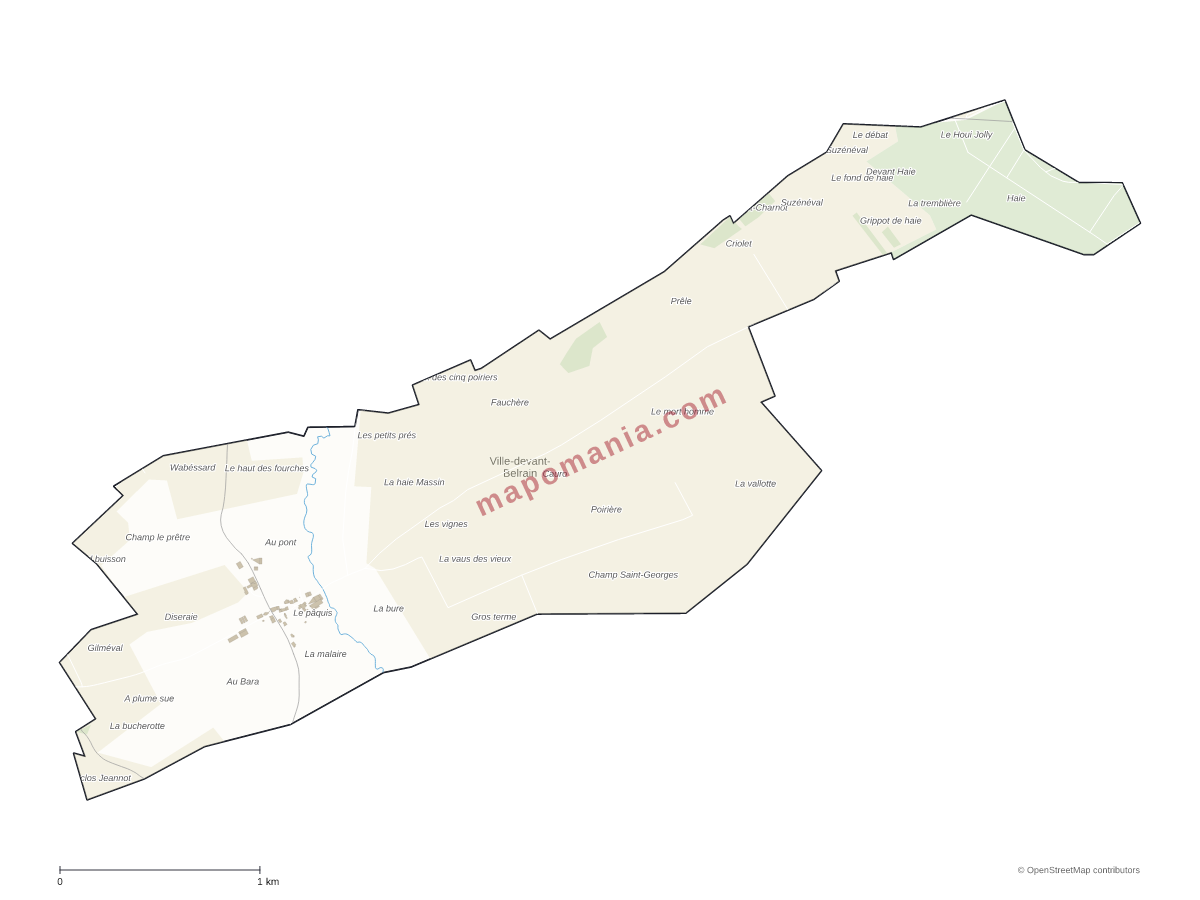 Carte de Ville-devant-Belrain à personnaliser