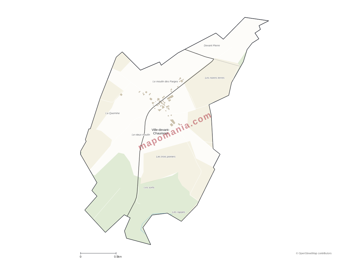 Carte de Ville-devant-Chaumont à personnaliser