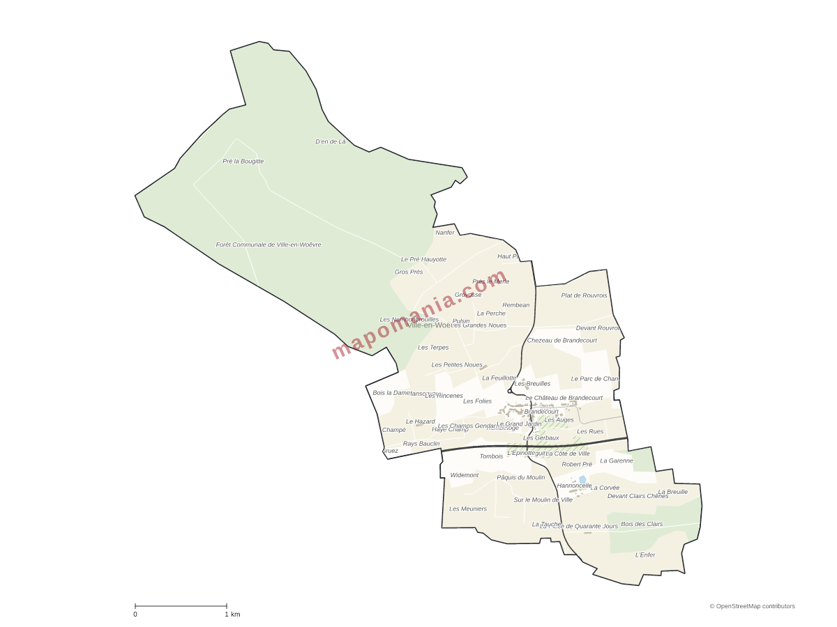 Carte de Ville-en-Woëvre à personnaliser