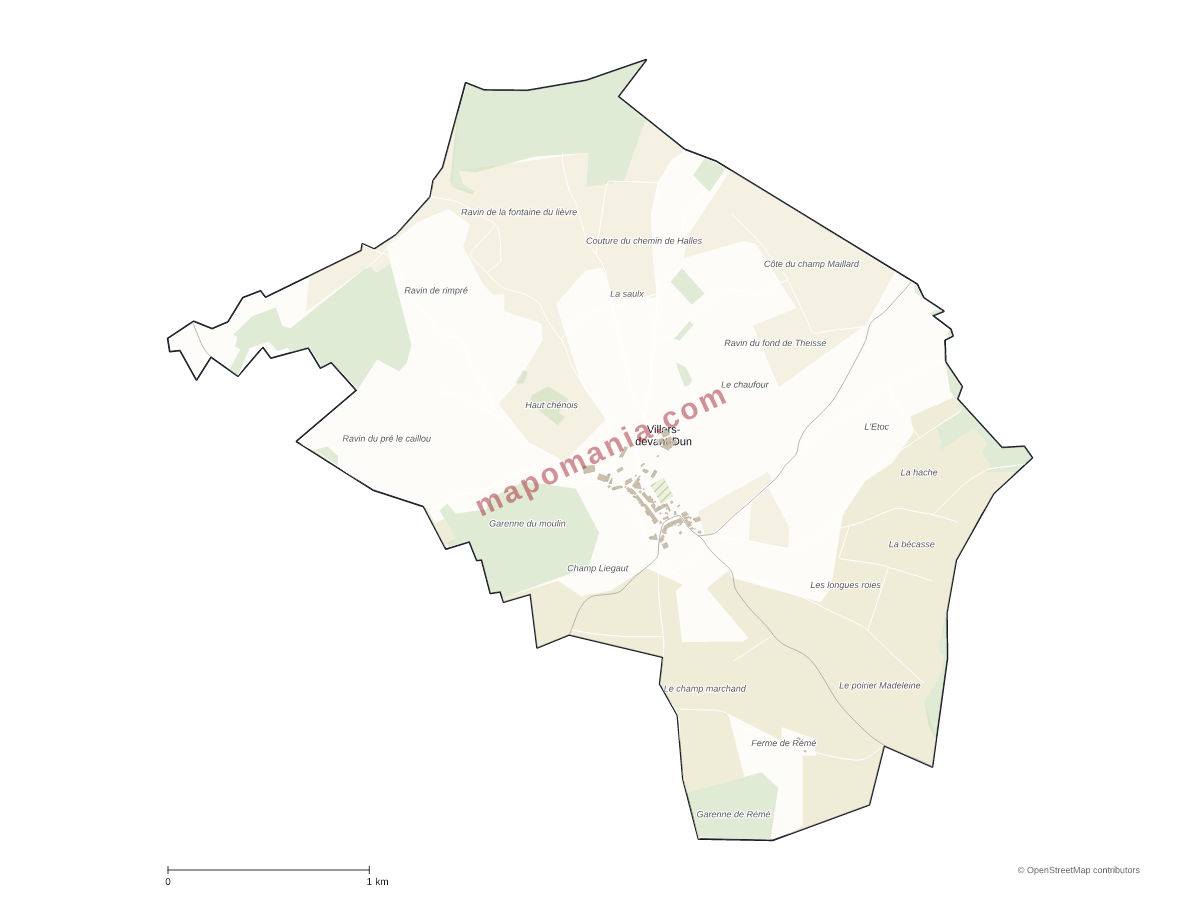 Carte de Villers-devant-Dun à personnaliser