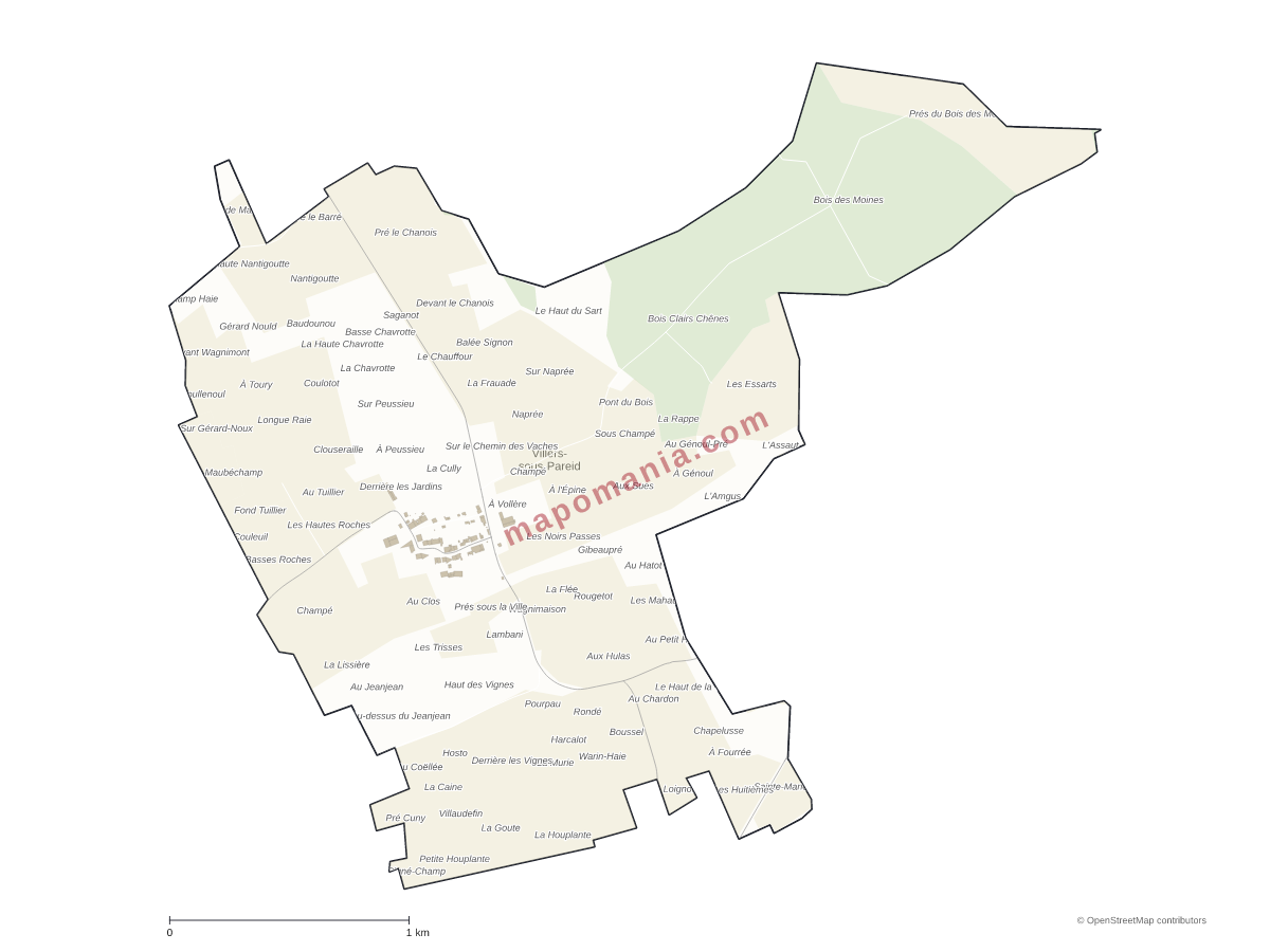 Carte de Villers-sous-Pareid à personnaliser