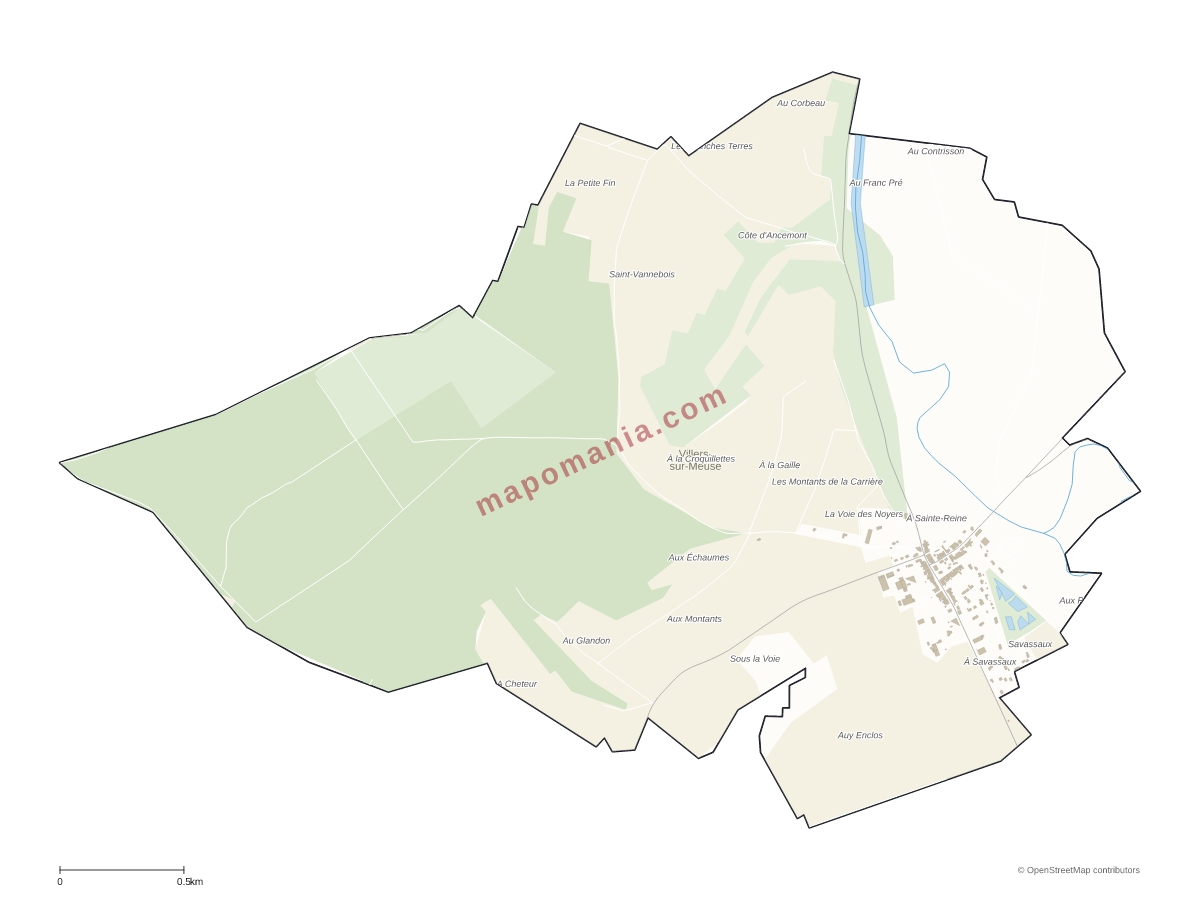 Carte de Villers-sur-Meuse à personnaliser