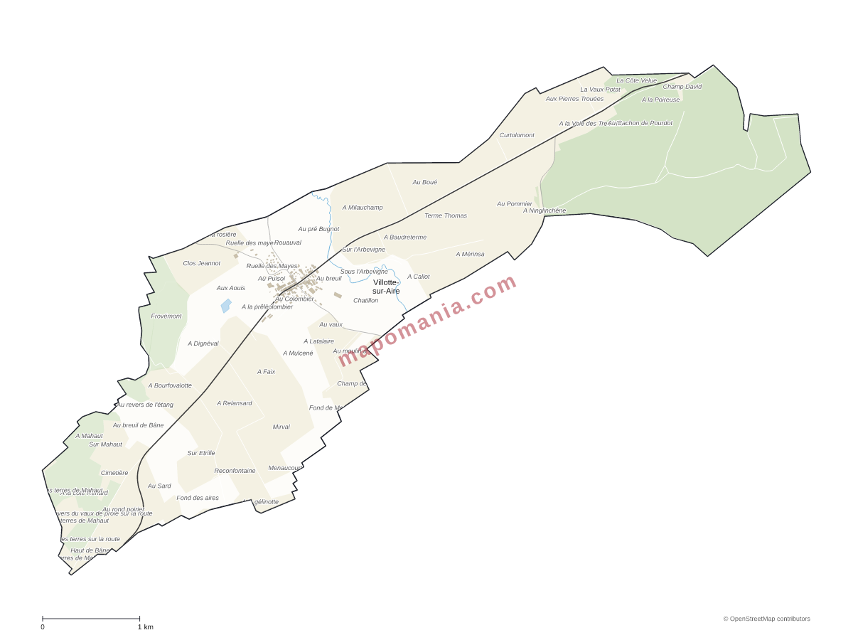 Carte de Villotte-sur-Aire à personnaliser