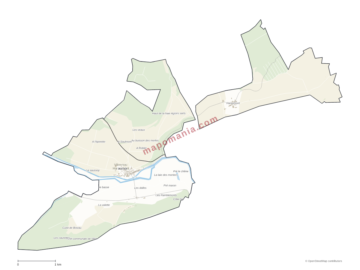 Carte de Vilosnes-Haraumont à personnaliser