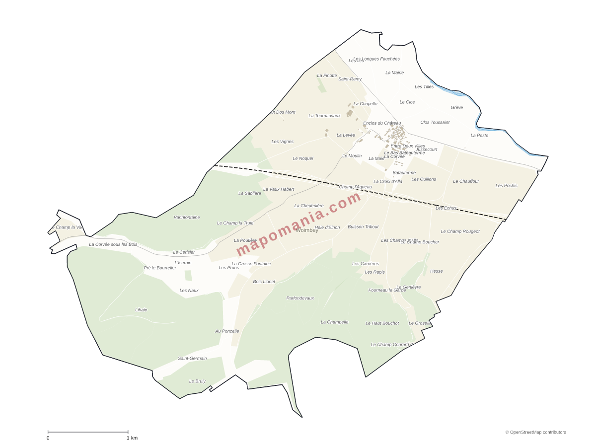 Carte de Woimbey à personnaliser